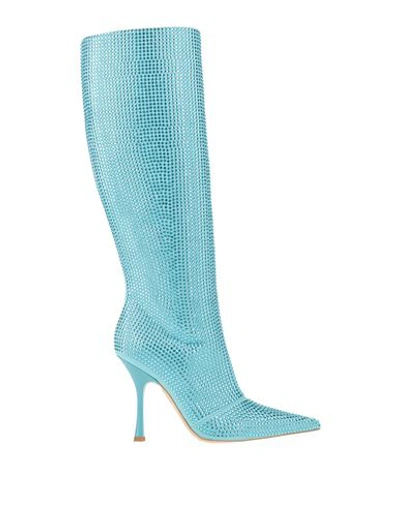 Shop Liu •jo Woman Boot Sky Blue Size 7 Textile Fibers