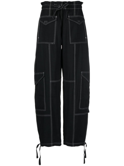 Shop Ganni Black Cargo Trousers In Schwarz