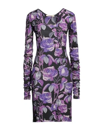 Shop Roberto Cavalli Woman Mini Dress Purple Size M Polyamide, Elastane