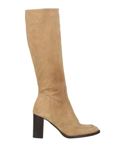 Shop Le Pepite Woman Boot Khaki Size 8 Soft Leather In Beige