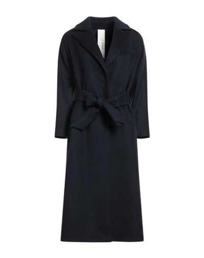 Annie P . Woman Coat Midnight Blue Size 8 Virgin Wool, Polyamide, Cashmere In Blue
