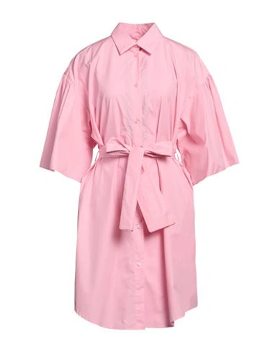 Shop Msgm Woman Mini Dress Pink Size 2 Cotton, Polyamide