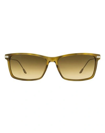 Shop Longines Rectangular Lg0023 Sunglasses Man Sunglasses Brown Size 58 Acetate, Metal