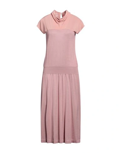 Shop Agnona Woman Midi Dress Pastel Pink Size S Silk
