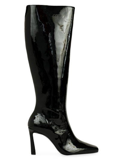 Shop Black Suede Studio Women's Liz Patent Knee-high Boots In Black Patent