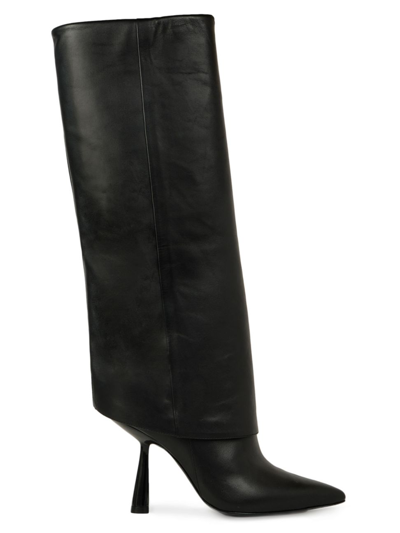 Shop Black Suede Studio Women's Martine Leather Knee-high Boots In Black