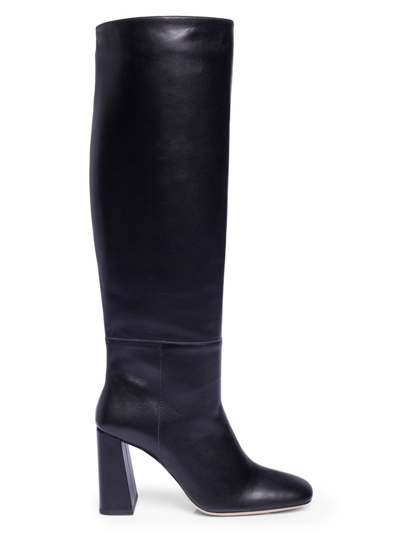 Shop Staud Women's Syd 95mm Leather Block-heel Boots In Black