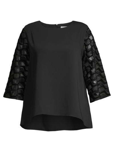 Shop Caroline Rose, Plus Size Women's Plus All Dressed Up After Hours Embroidery Combo Tunic In Black