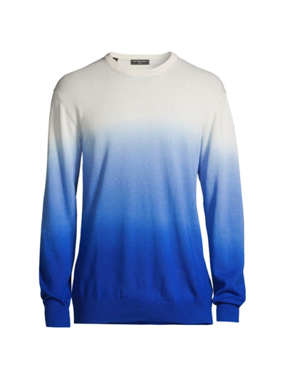 Shop Saks Fifth Avenue Men's Slim-fit Tie-dye Gradient Crewneck Sweater In Blue