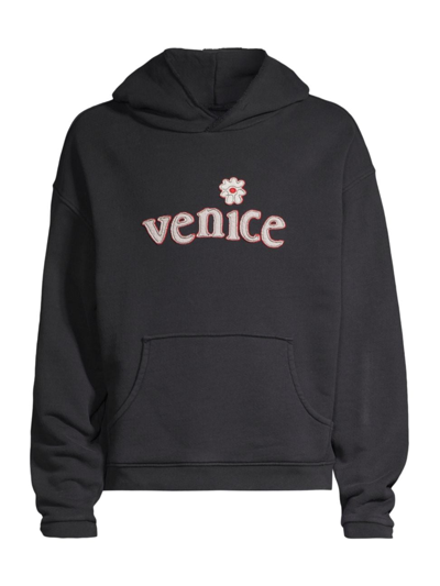 Shop Erl Men's Unisex Venice Patch Hoodie In Black