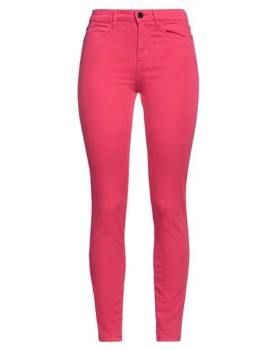 Shop Guess Woman Pants Fuchsia Size 32w-29l Cotton, Elastomultiester, Elastane In Pink
