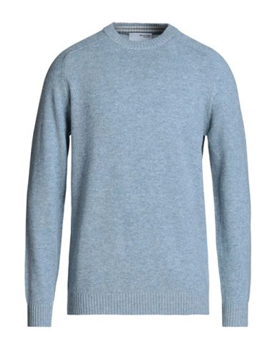 Selected Homme Man Sweater Sky Blue Size Xl Lambswool In Blue