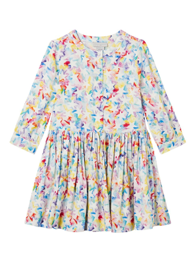 Shop Stella Mccartney Little Girl's & Girl's Rainbow Star Print Twill Dress In Neutral