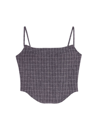 Shop Maje Women's Checked Top In Grey