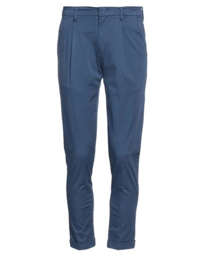 Shop Laboratori Italiani Man Pants Navy Blue Size 28 Cotton, Elastane
