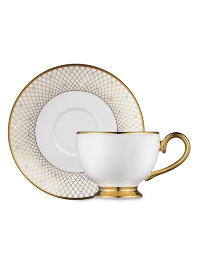 Shop Prouna Princess Teacup & Saucer Set In Gold White