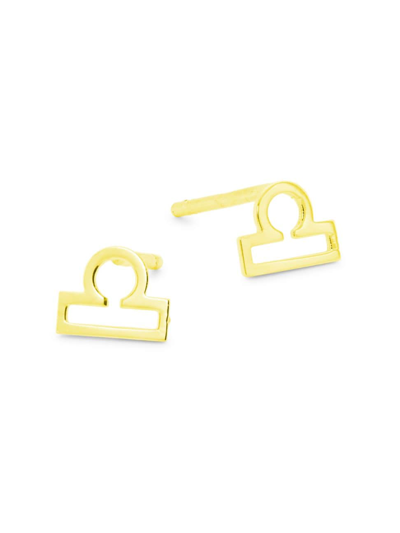 Shop Saks Fifth Avenue Women's 14kt Gold Yellow Finish Polished Stud Libra Earring With Push Back Clasp