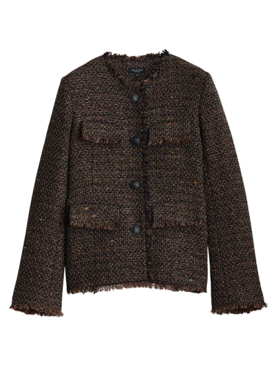 Shop Rag & Bone Women's Ezra Tweed Wool-blend Jacket In Brown