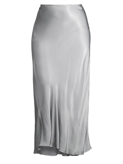 Shop Baacal, Plus Size Women's Satin Slip Maxi Skirt In Silver