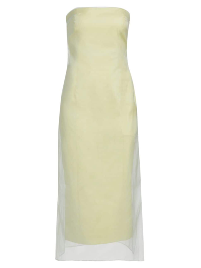 Shop Gauge81 Women's Punta Overlay Strapless Midi-dress In Pale Olive