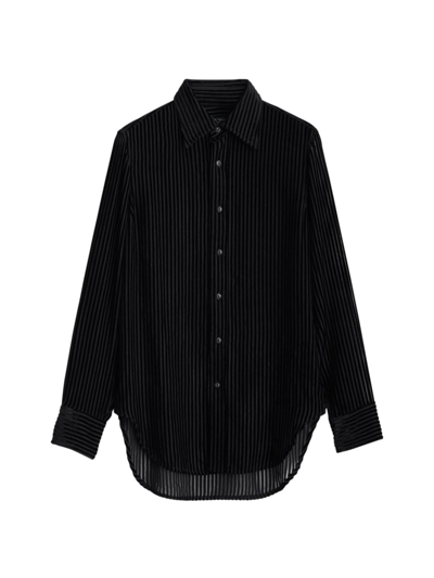 Shop Rag & Bone Women's Lila Striped High-low Shirt In Black