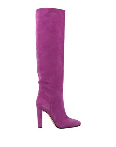 Shop Alberta Ferretti Woman Boot Mauve Size 8 Soft Leather In Purple