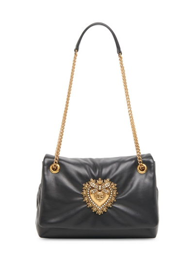 Shop Dolce & Gabbana Women's Devotion Leather Crossbody Bag In Nero