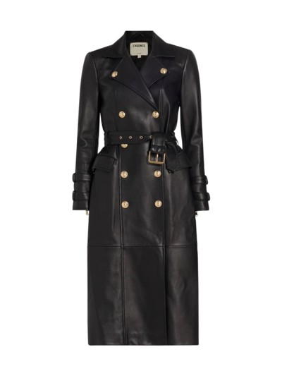 Shop L Agence Women's Celina Leather Trench Coat In Black