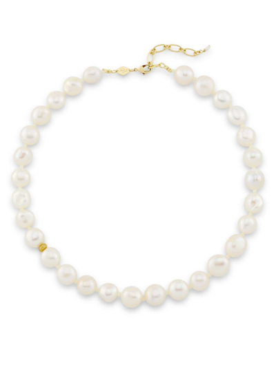Shop Anni Lu Women's Iconic Stellar 18k-gold-plated, Cultured Freshwater Pearl & Glass Beaded Necklace In White