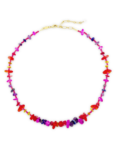 Shop Anni Lu Women's Pacifico Reef 18k-gold-plated & Mixed-media Beaded Necklace In Violet