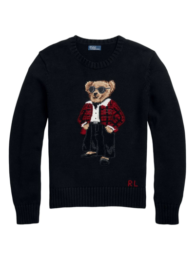 Shop Polo Ralph Lauren Women's Polo Bear Cotton Sweater In Polo Black