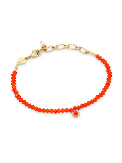 Shop Anni Lu Women's Pacifico Tangerine Dream 18k-gold-plated, Glass & Imitation Fire Opal Beaded Bracelet In Yellow Gold