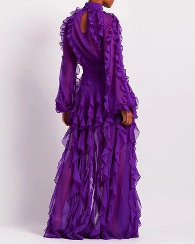 Shop Patbo Ruffle Maxi Skirt In Purple