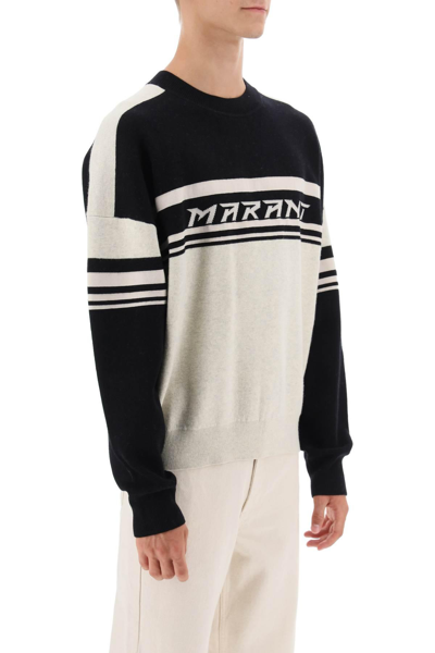Shop Marant Colby Cotton Wool Sweater In Beige,black