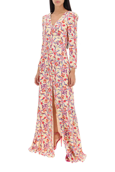 Shop Saloni Margot Long-sleeved Maxi Dress In Multicolor