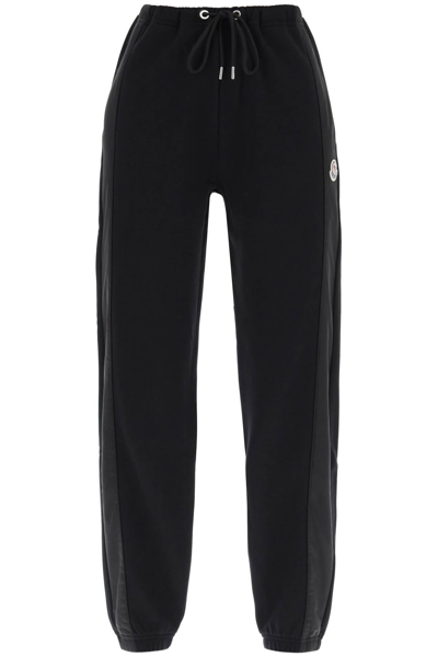 Shop Moncler Joggers With Nylon Bands In Black