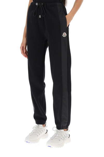 Shop Moncler Joggers With Nylon Bands In Black