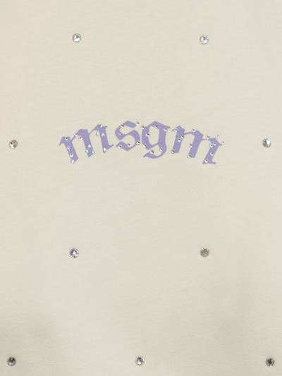 Shop Msgm T-shirt With Logo In Cream