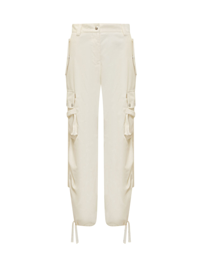 Shop Msgm Cargo Pants In Off White