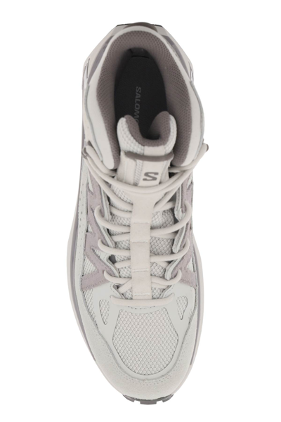 Shop Salomon Odyssey Elmt Mid Gtx Sneakers In Metal Lunar Rock Plum Kitten (grey)