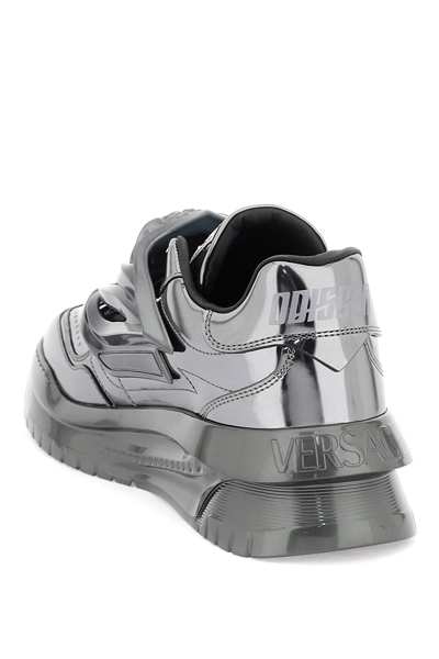 Shop Versace Odissea Sneakers In Gunmetal (grey)