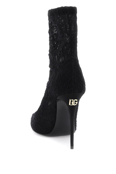 Shop Dolce & Gabbana Cordonetto Lace Ankle Boots In Nero Nero (black)