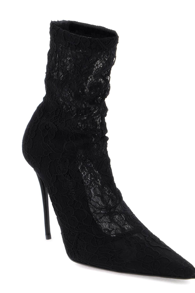Shop Dolce & Gabbana Cordonetto Lace Ankle Boots In Nero Nero (black)
