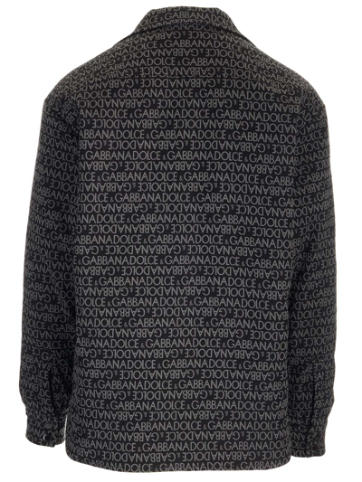 Shop Dolce & Gabbana Monogram Jacquard Padded Overshirt In Black