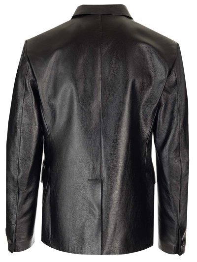 Shop Versace Black Leather Jacket