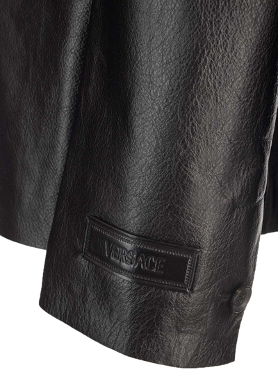 Shop Versace Black Leather Jacket