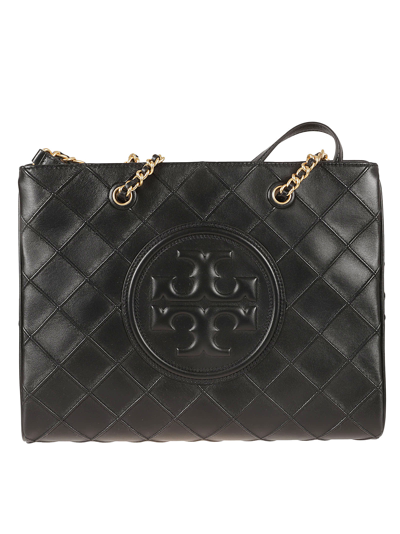 Shop Tory Burch Flemming Soft Chain Tote In Black