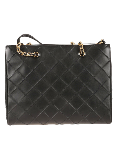 Shop Tory Burch Flemming Soft Chain Tote In Black