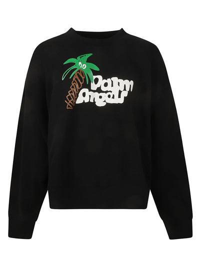 Shop Palm Angels Sketchy Crewneck Sweatshirt In Black/white