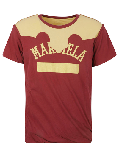 Shop Maison Margiela Logo Print T-shirt In Burgundy